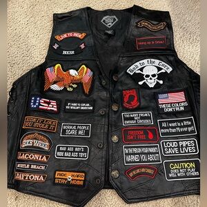 Men’s leather biker vest size XL